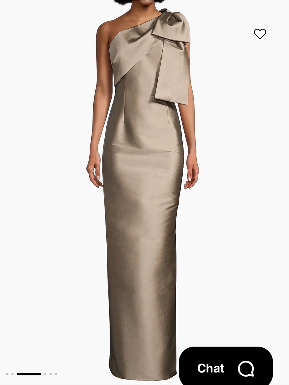 Sachin + Babi One-Shoulder Satin Gown with Shoulder Bow in Taupe
